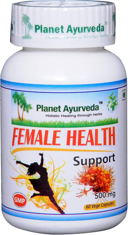 Planet Ayurveda Female Health Support - Herbal Supplement with Ashok, Lodhra & Shatavari - 2-Pack of 60 Veg Capsules (500 mg)