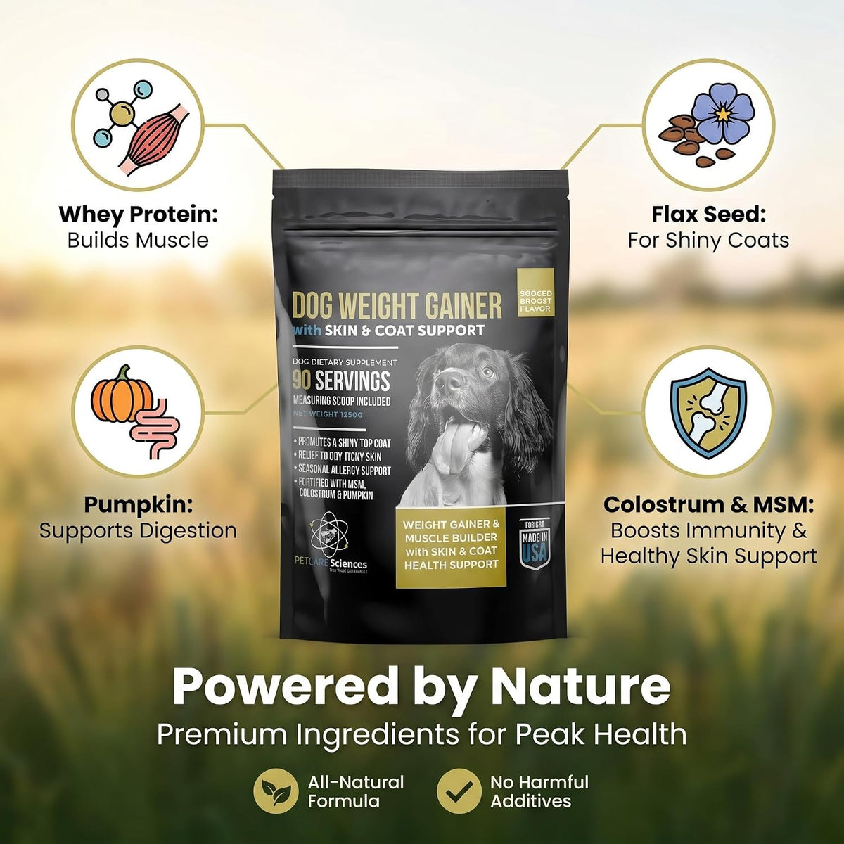 PET CARE Sciences Dog Weight Gainer with Skin & Coat Support - Weight Gain Supplements for Dogs - Canine and Dog Muscle – Image 3