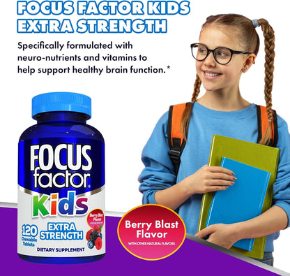 Focussed Factor Kids Extra Strength Daily Chewable – Brain Health Support – 120 Chewable Tablets