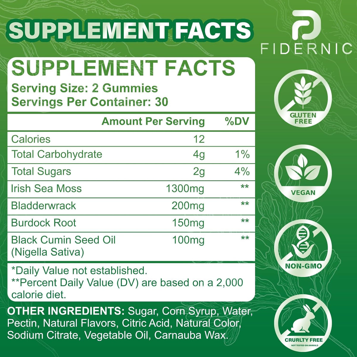 Sea Moss Gummies – Irish Sea Moss with Elderberry & Black Seed Oil, Bladderwrack, Burdock Root – Immune Support – Vegan – Image 2