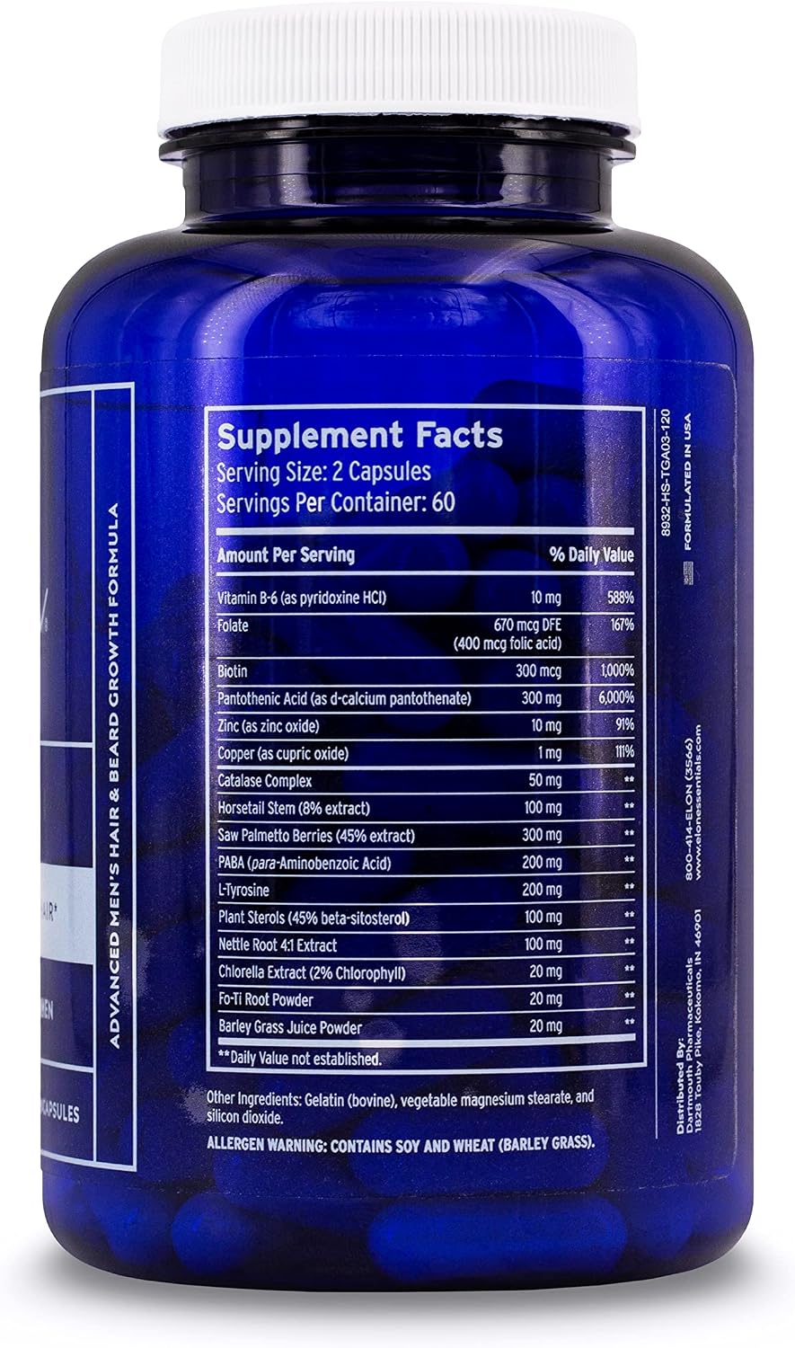 Elon Matrix Man - Hair Growth Vitamins for Men – Saw Palmetto & Biotin Advanced Formula – 60 Day Supply – Supports Healthy Beard Growth – 120 Capsules - görsel 6