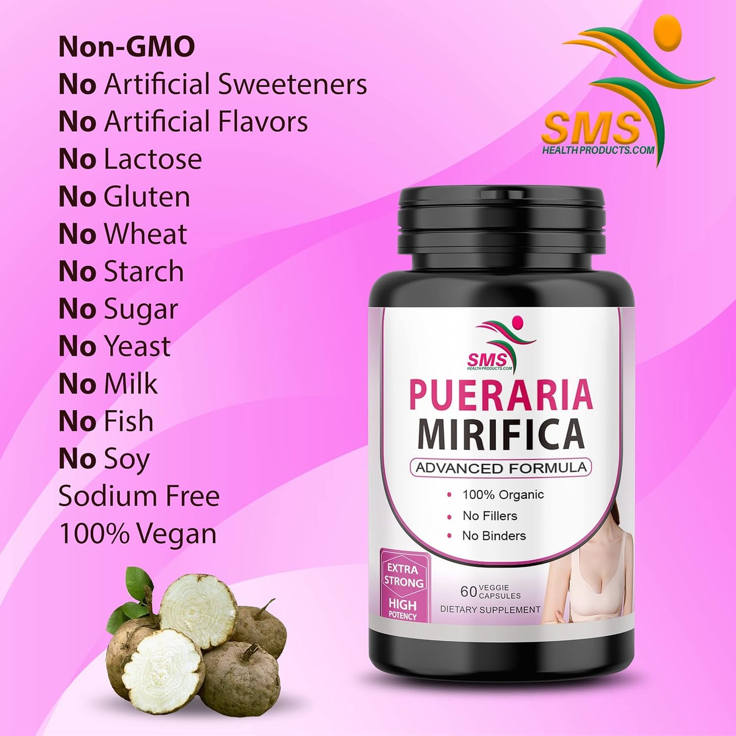 Pueraria Mirifica (Kwao Krua Kao) Supplement Capsules – Pure Root 10:1 Concentrated Extract, Premium Organic, 60 Vegan Capsules - görsel 4