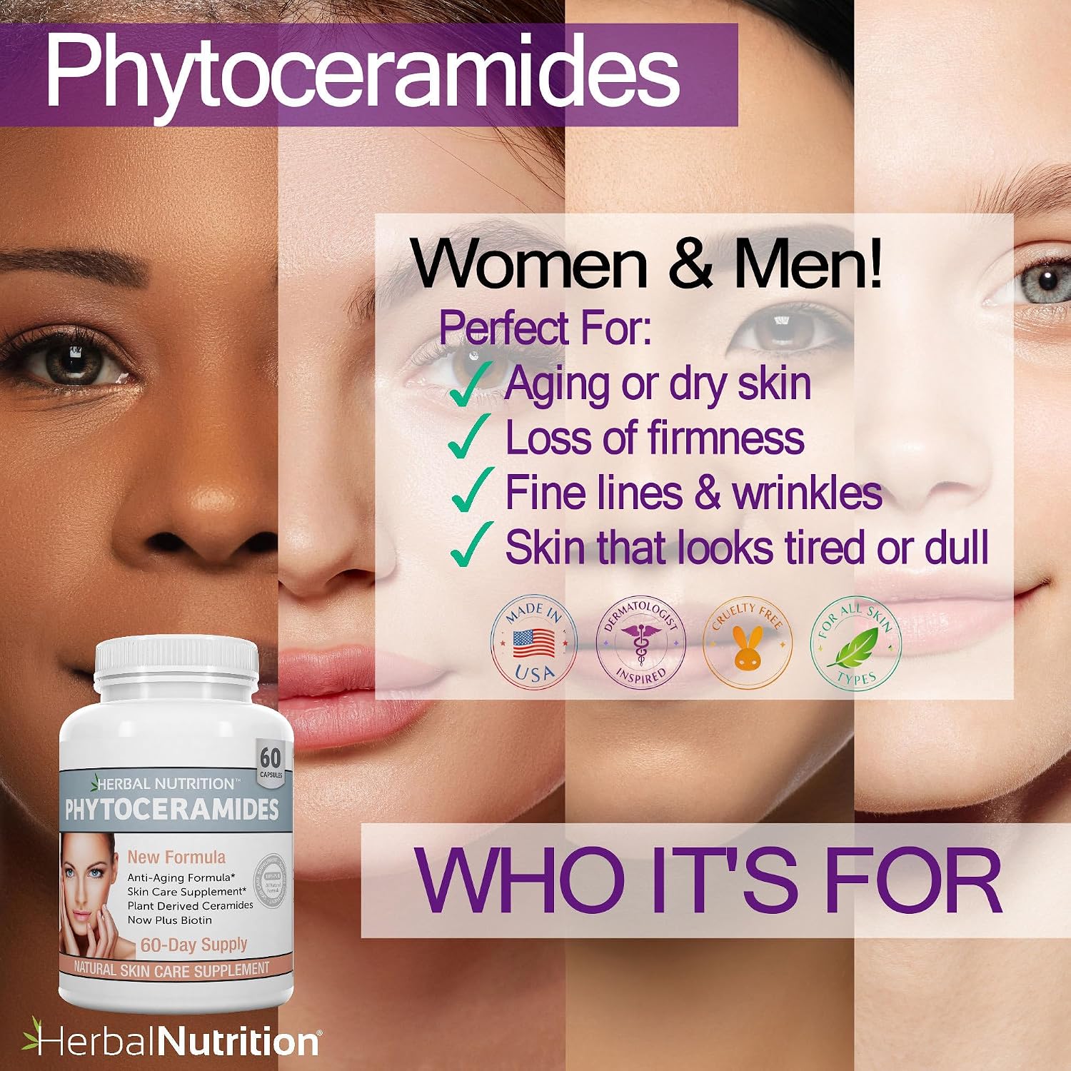 Herbal Nutrition Phytoceramides from Rice with Biotin Vitamin A, C, D and E, Three Bottle Pack, 180 Capsules 40mg - görsel 5
