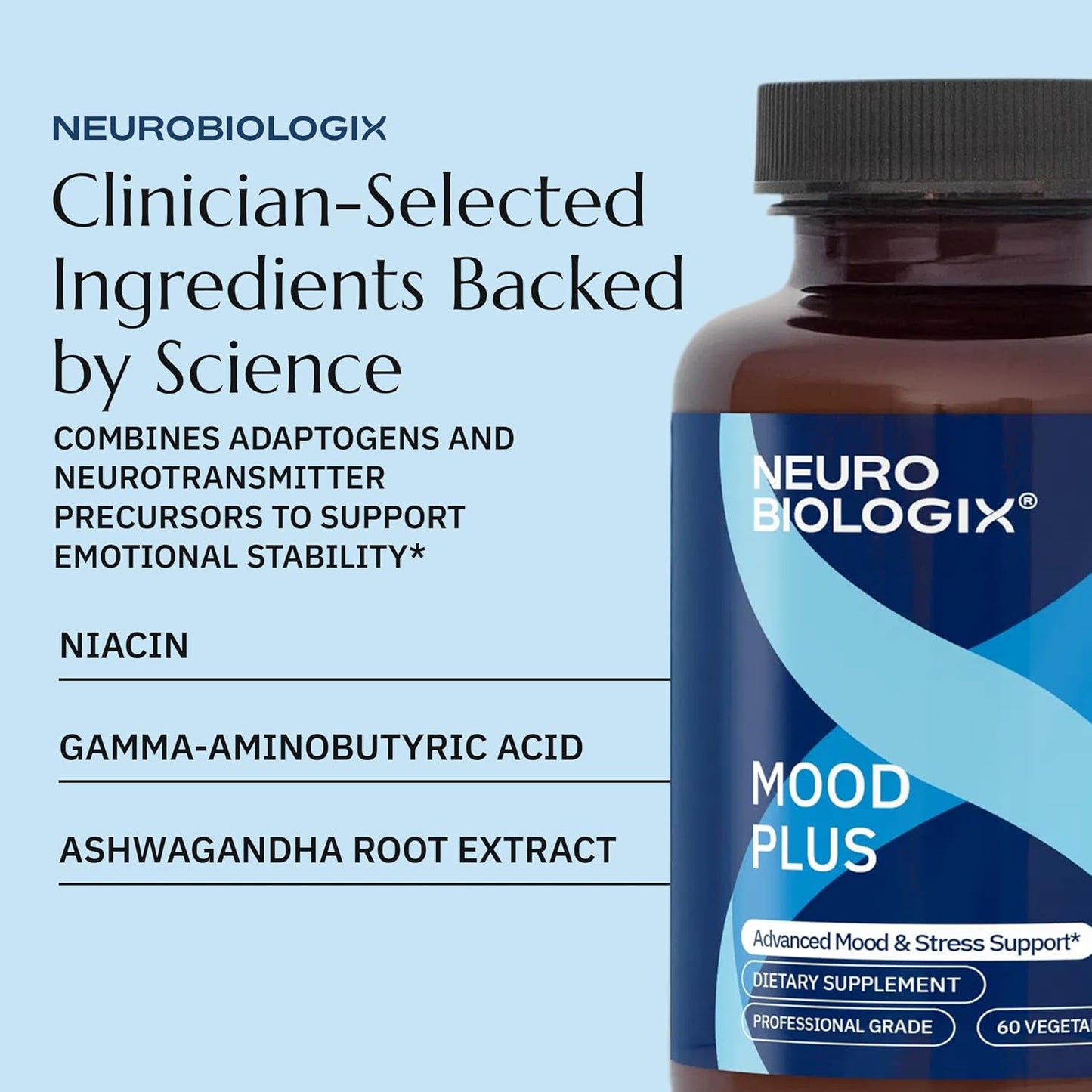 Neurobiologix Mood Plus – Mood & Stress Support with GABA, 5-HTP, Ashwagandha, Magnesium & Chamomile (60 Capsules) - görsel 4
