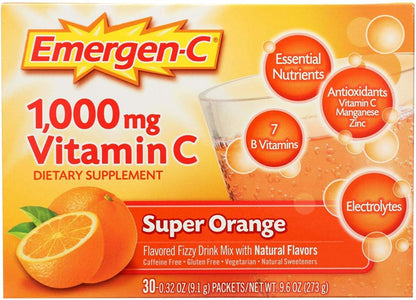 Emergen-C Vitamin C Tangerine Flavoured Drink Mix 30 Packets, 9.4 g each