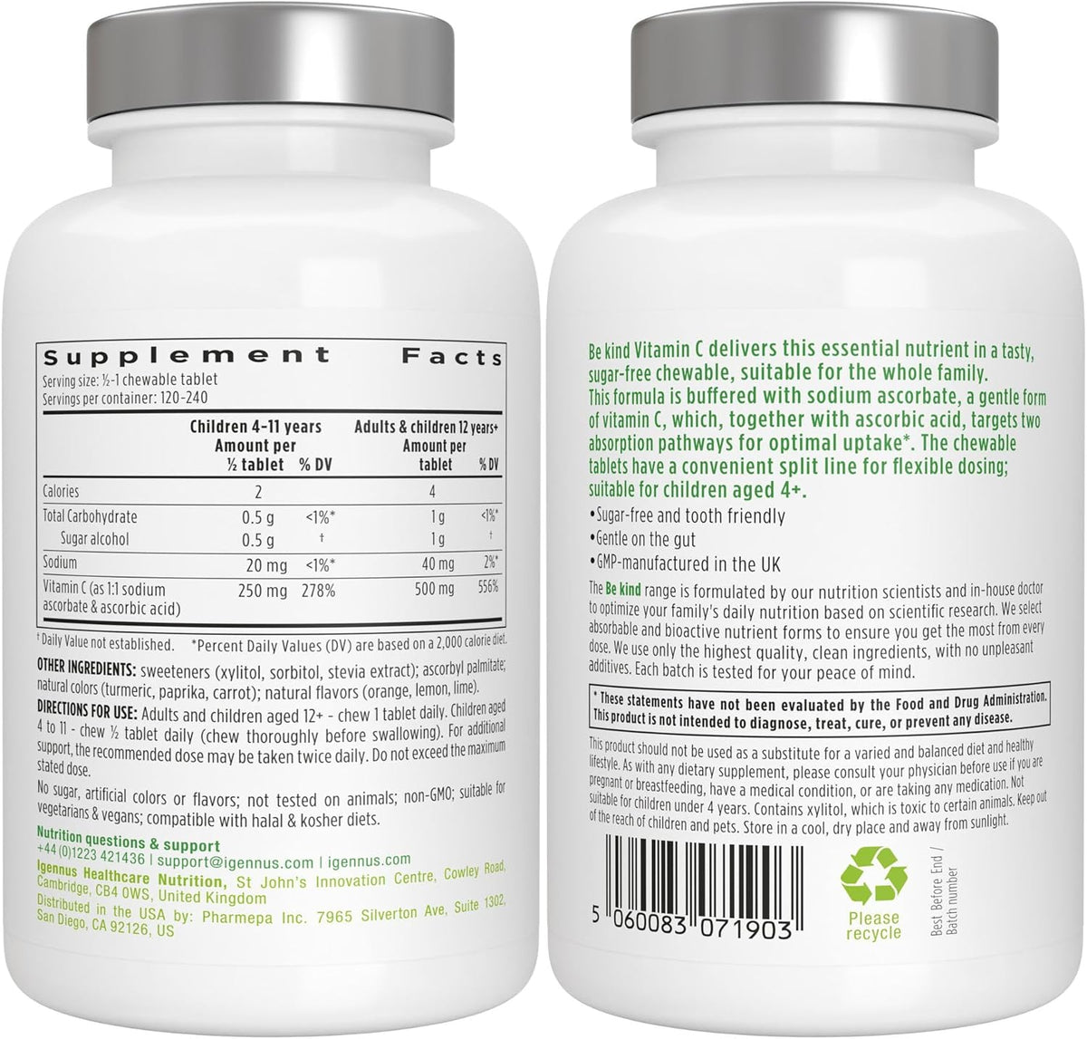 Igennus Vitamin C Chewable 250-500mg Gentle & Buffered for Kids & Adults – Image 6