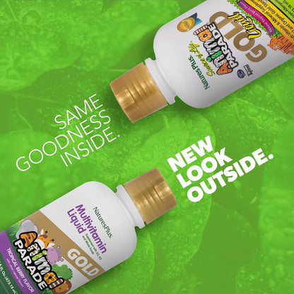 NaturesPlus Animal Parade Gold Children's Liquid Multivitamin – Natural Tropical Berry Flavour – 473 mL