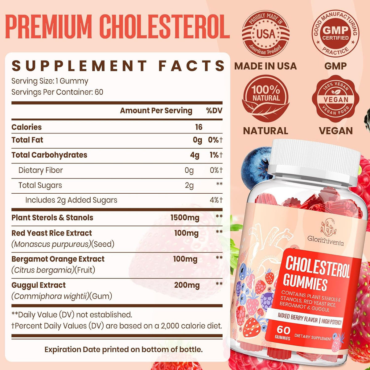 Cholesterol Support Gummy Complex with Plant – Bergamot Orange Extract: Derived from the fruit of the bergamot – Image 7