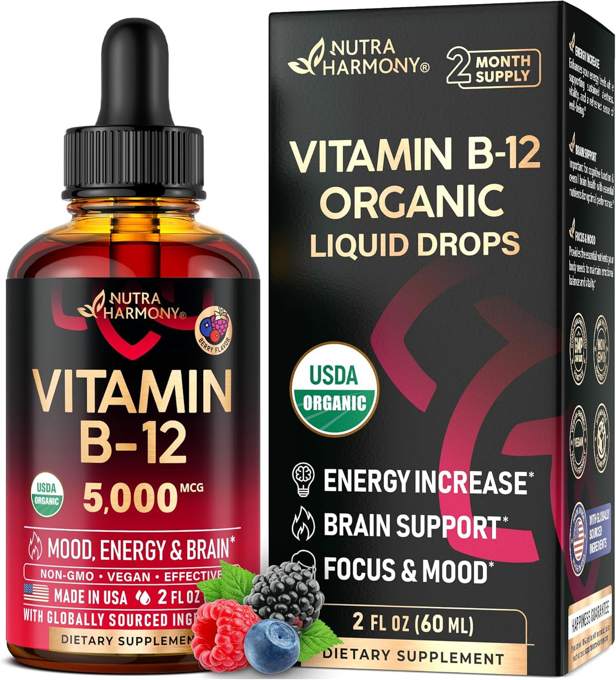 USDA Organic Vitamin B12 Sublingual Drops - – Red blood cell formation: It aids in red blood cell production, – Image 10