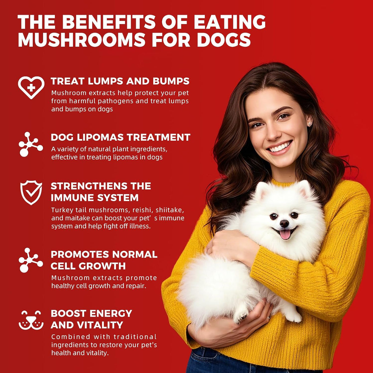 Dog Lumps and Bumps Supplement, Lipoma Treatment for Dogs - Immune Support Chews with Turkey Tail Mushroom, Reishi, – Image 4