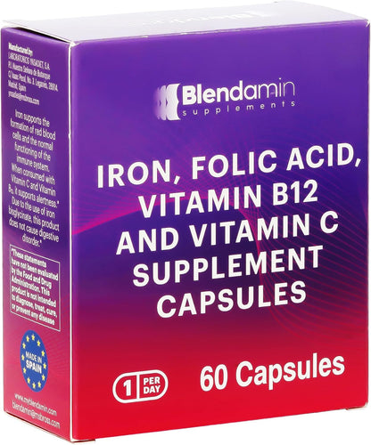 Blendamin Iron Ferrous Bisglycinate with – Folic Acid: This B vitamin works hand-in-hand with B12 to support DNA – Image 3