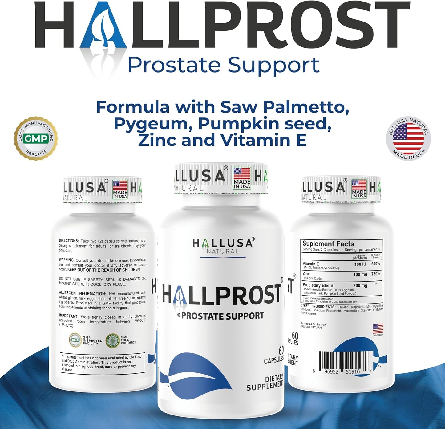 Hallusa Natural HALLPROST - Prostate Support Capsules, 60 Pack - görsel 3