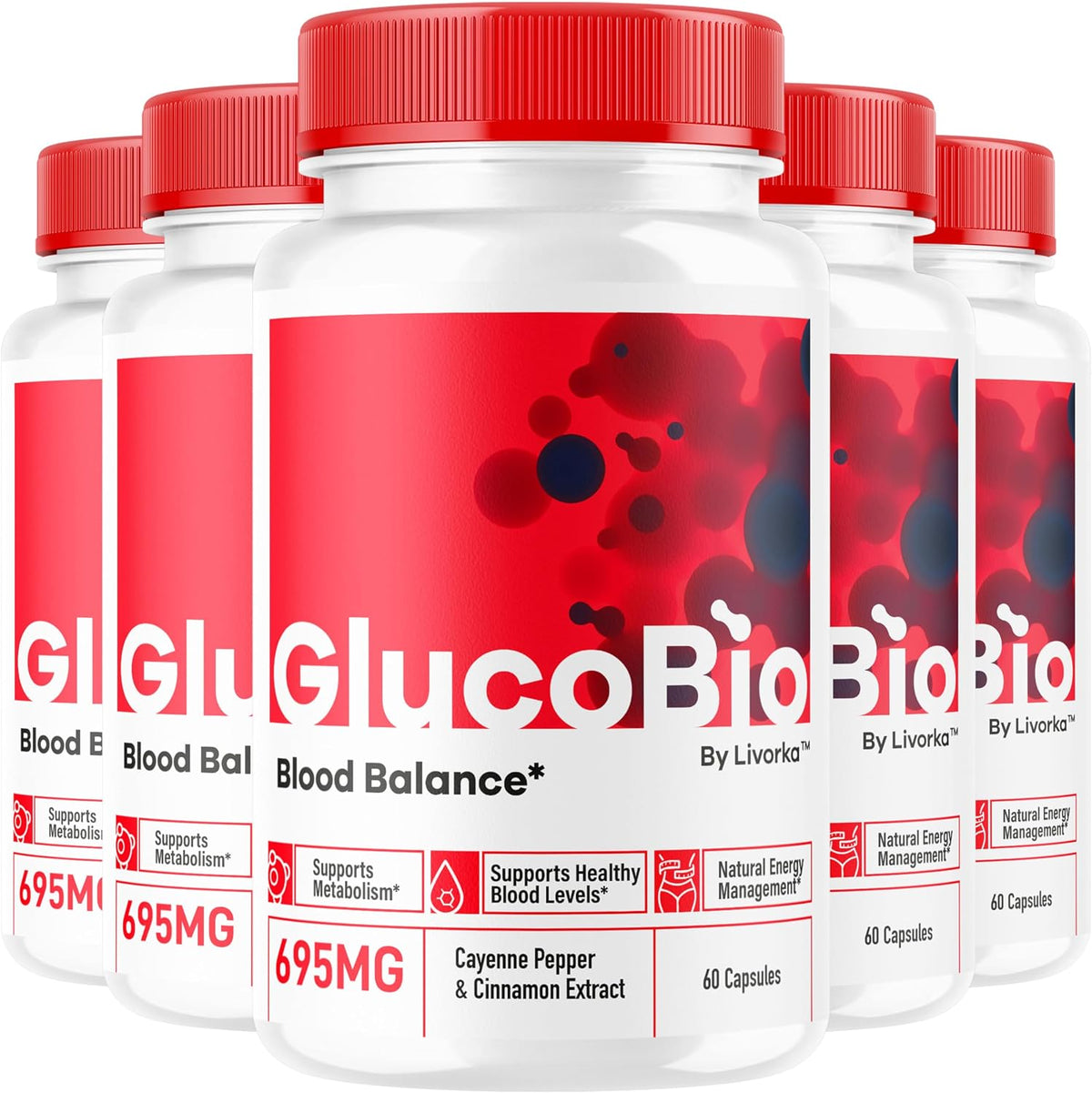 (5 Pack) GlucoBio Capsules - Official Gluco Bio Advanced Formula Support Pills - Maximum Strength, Natural Gluco Bio – Image 1