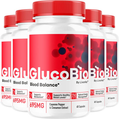 (5 Pack) GlucoBio Capsules - Official Gluco Bio Advanced Formula Support Pills - Maximum Strength, Natural Gluco Bio – Image 1
