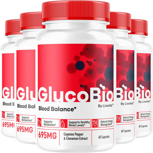 (5 Pack) GlucoBio Capsules - Official Gluco Bio Advanced Formula Support Pills - Maximum Strength, Natural Gluco Bio – Image 1