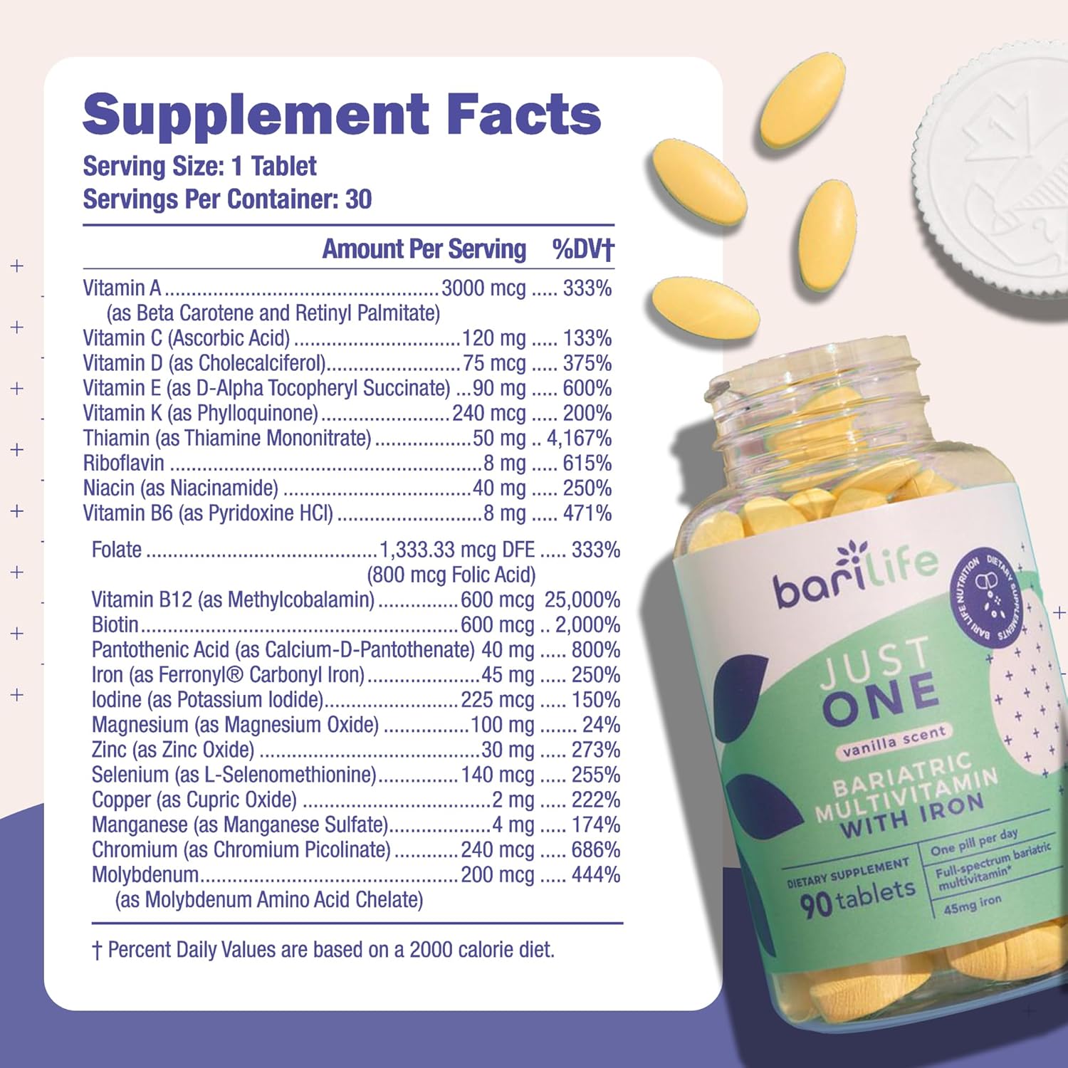 Just One - Once Daily Bariatric Multivitamin with Iron (30 Tablets) - görsel 3