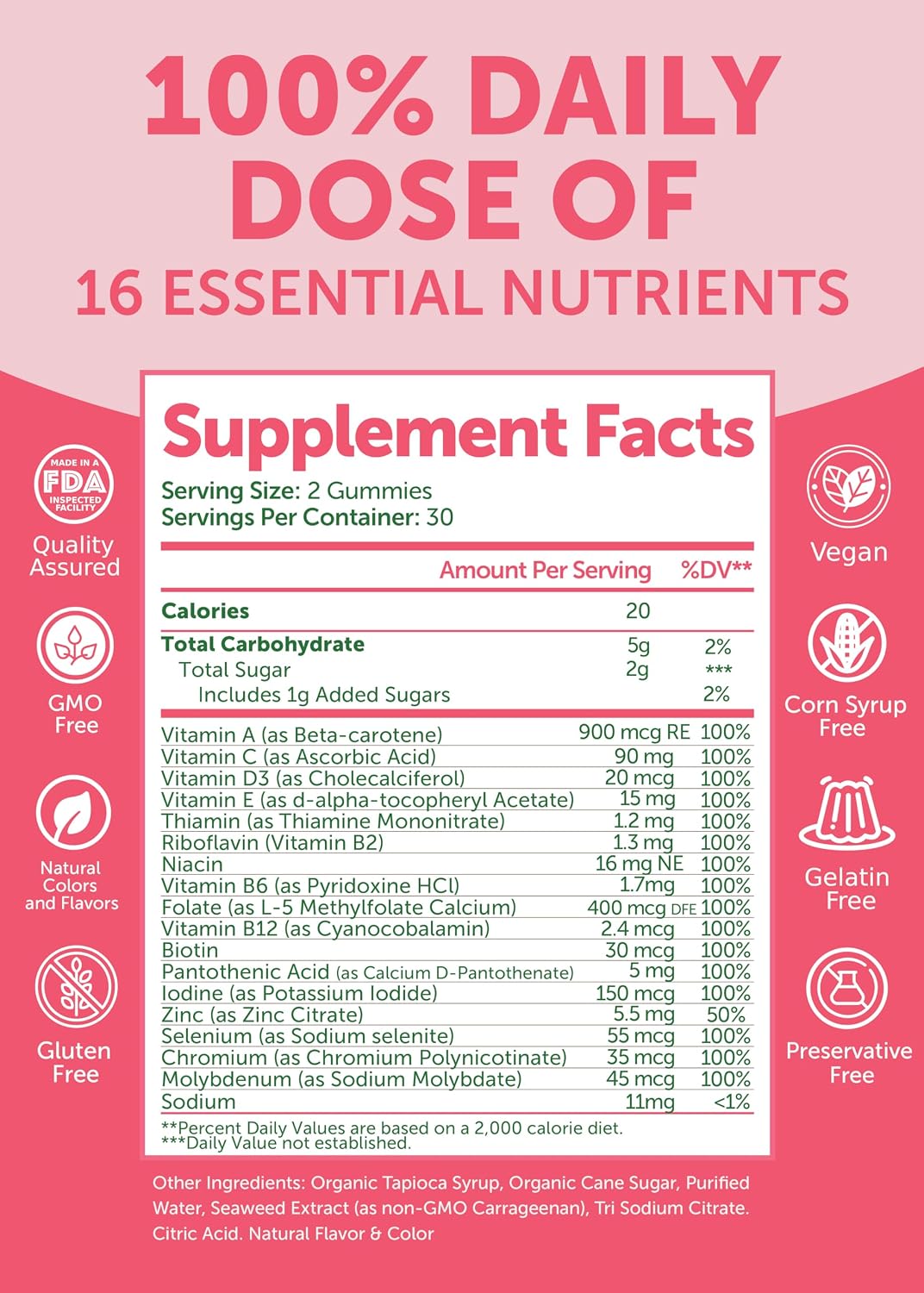 Lunakai USA Made Women's's Multivitamin Gummies – Daily 16 Multi Vitamins for Energy & Wellbeing, 60ct – Image 5
