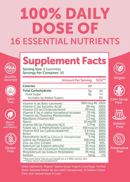 Lunakai USA Made Women's's Multivitamin Gummies – Daily 16 Multi Vitamins for Energy & Wellbeing, 60ct – Image 5