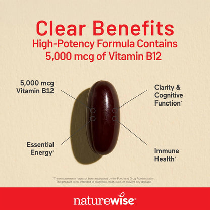 NatureWise Vitamin B12 5000 mcg - Extra – 5000 mcg vitamin B12 per softgel – Image 5