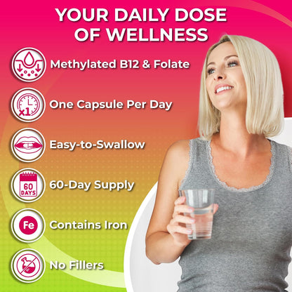 Women's's Daily Multivitamin with Iron – – Methylated B-Complex : Includes B6, B12 (as methylcobalamin), and – Image 2
