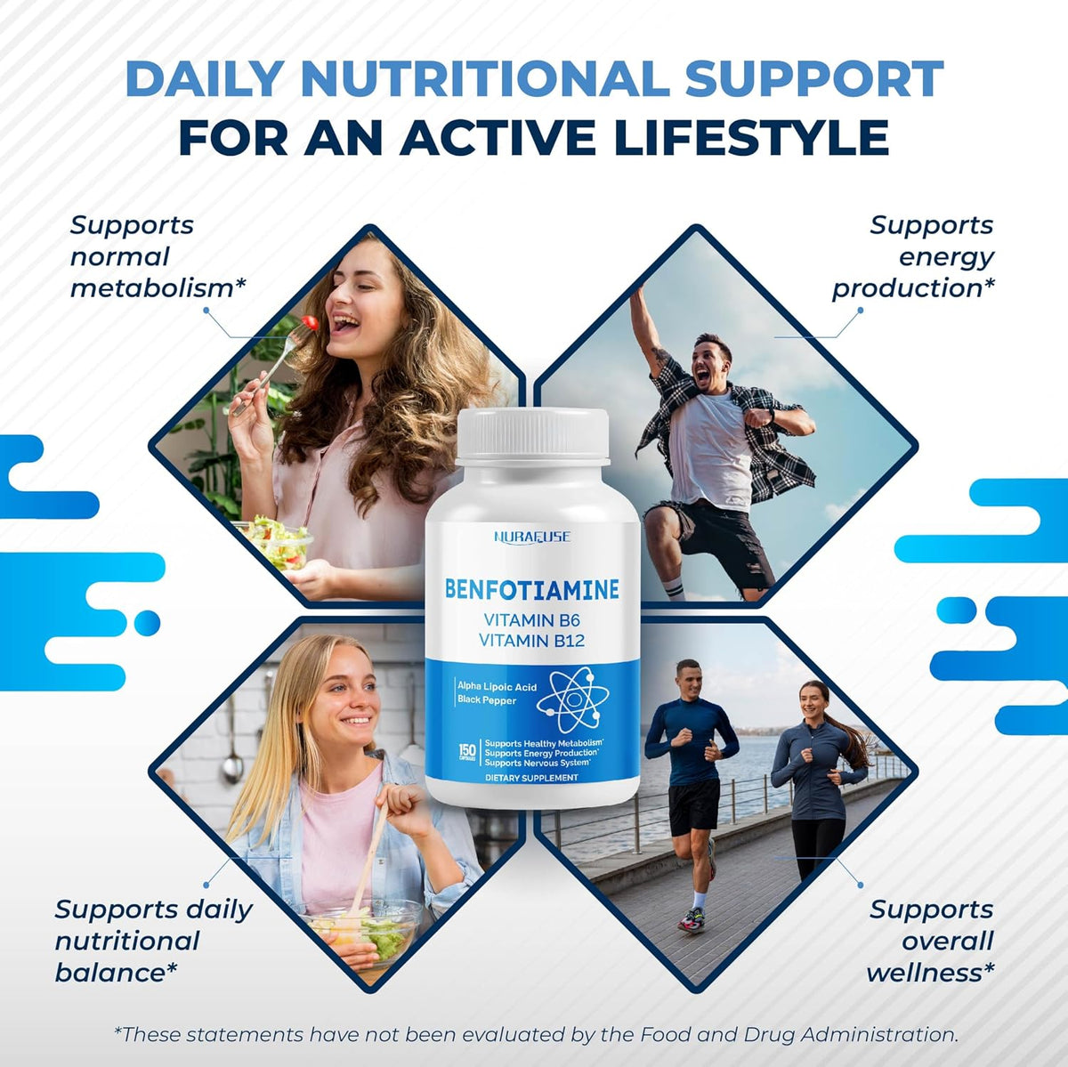 Benfotiamine Supplement, 6 Ingredients with Vitamin B6, Vitamin B12, Alpha Lipoic Acid, Healthy Metabolism, Energy – Image 4