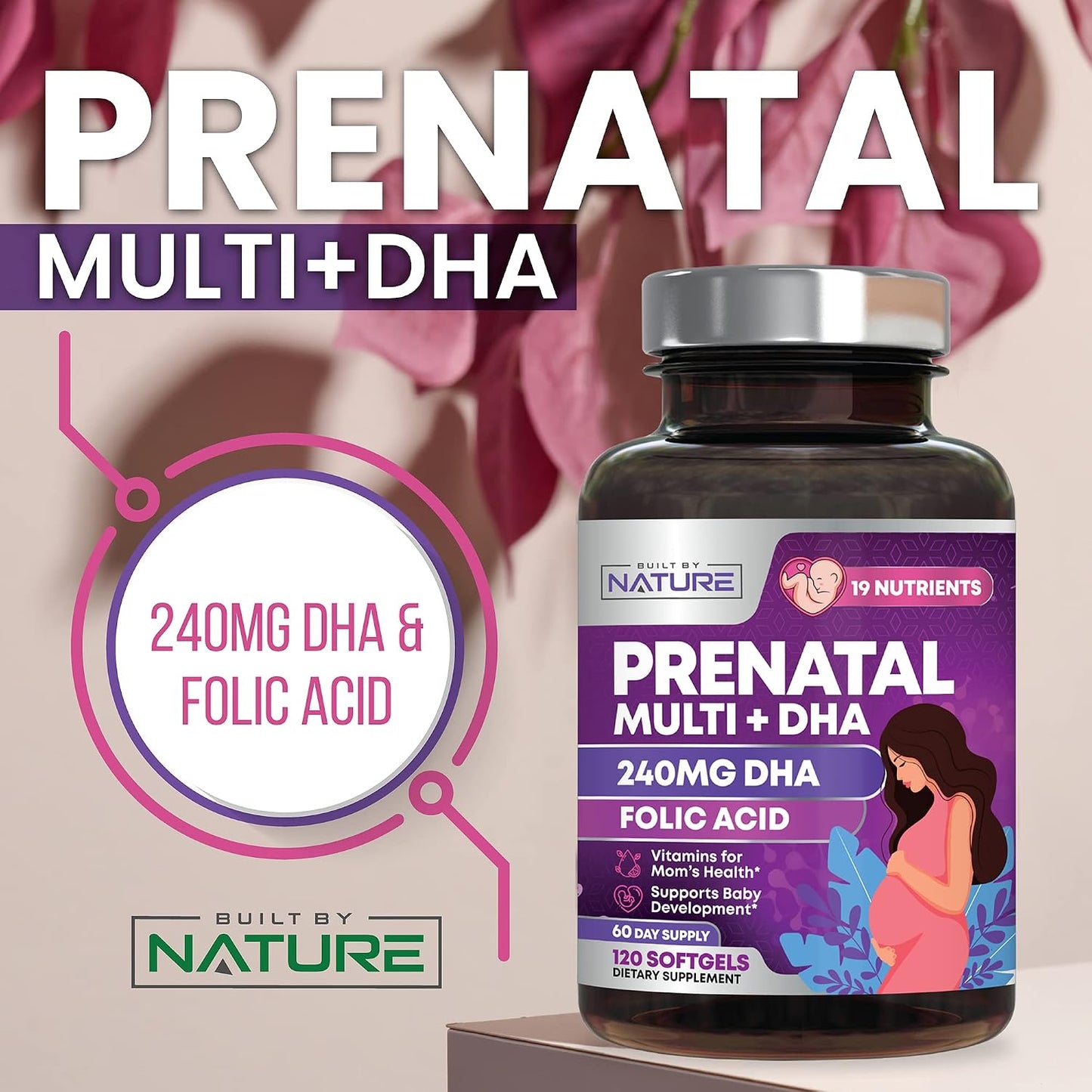 Built by Nature Prenatal Vitamins for Women – 120 Softgels - görsel 2