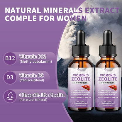 Wanish Premium Zeolite Drops for Women's - 99%+ Pure Natural Volcanic Ash with B12 & D3, Vegan, Non-GM, 118 mL – Image 3