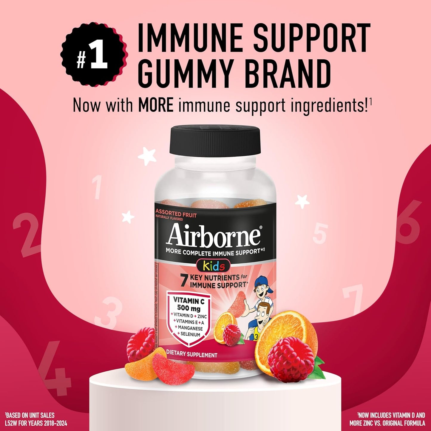 Airborne Kids Immune Support Gummies, Assorted Fruit Flavour, 21 Pack - görsel 2