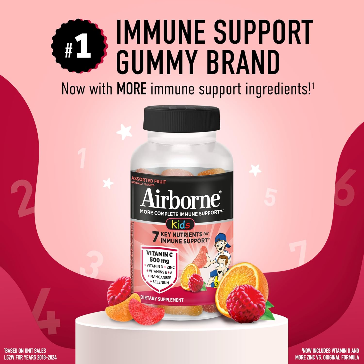 Airborne Kids Immune Support Gummies, Assorted Fruit Flavour, 21 Pack - görsel 2