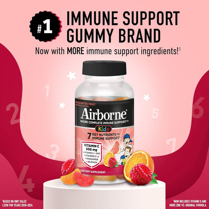 Airborne Kids Immune Support Gummies, Assorted Fruit Flavour, 21 Pack