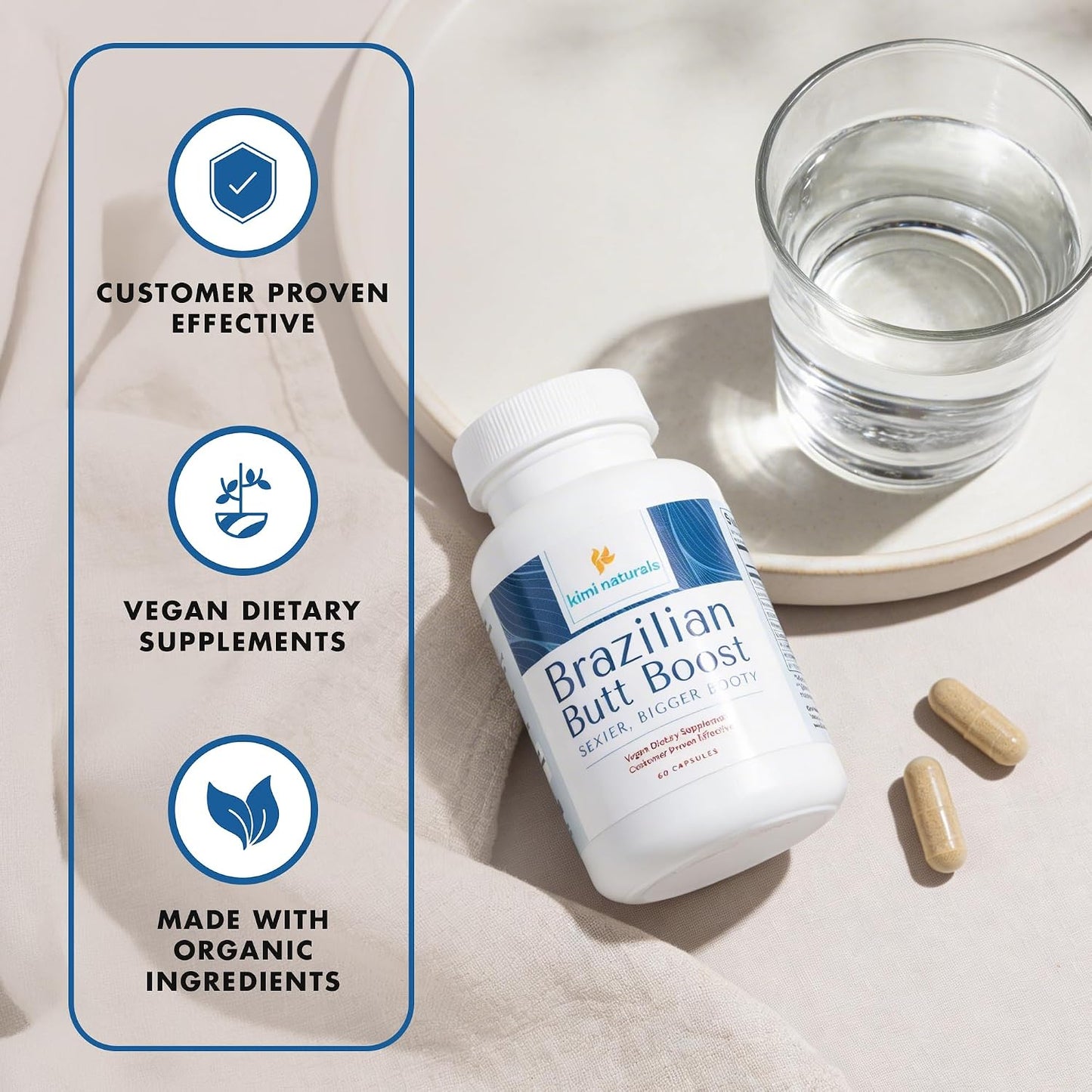 Kimi Naturals Butt Enhancer Pills - Natural Bum Builder for Bigger Buttocks and Curves - 60 Capsules - görsel 4