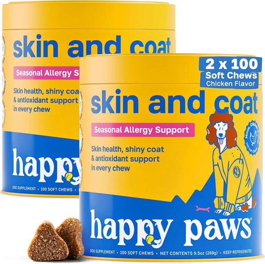 Happy Paws Skin and Coat Supplement for Dogs – May help reduce itching and scratching – The natural ingredients – Image 1