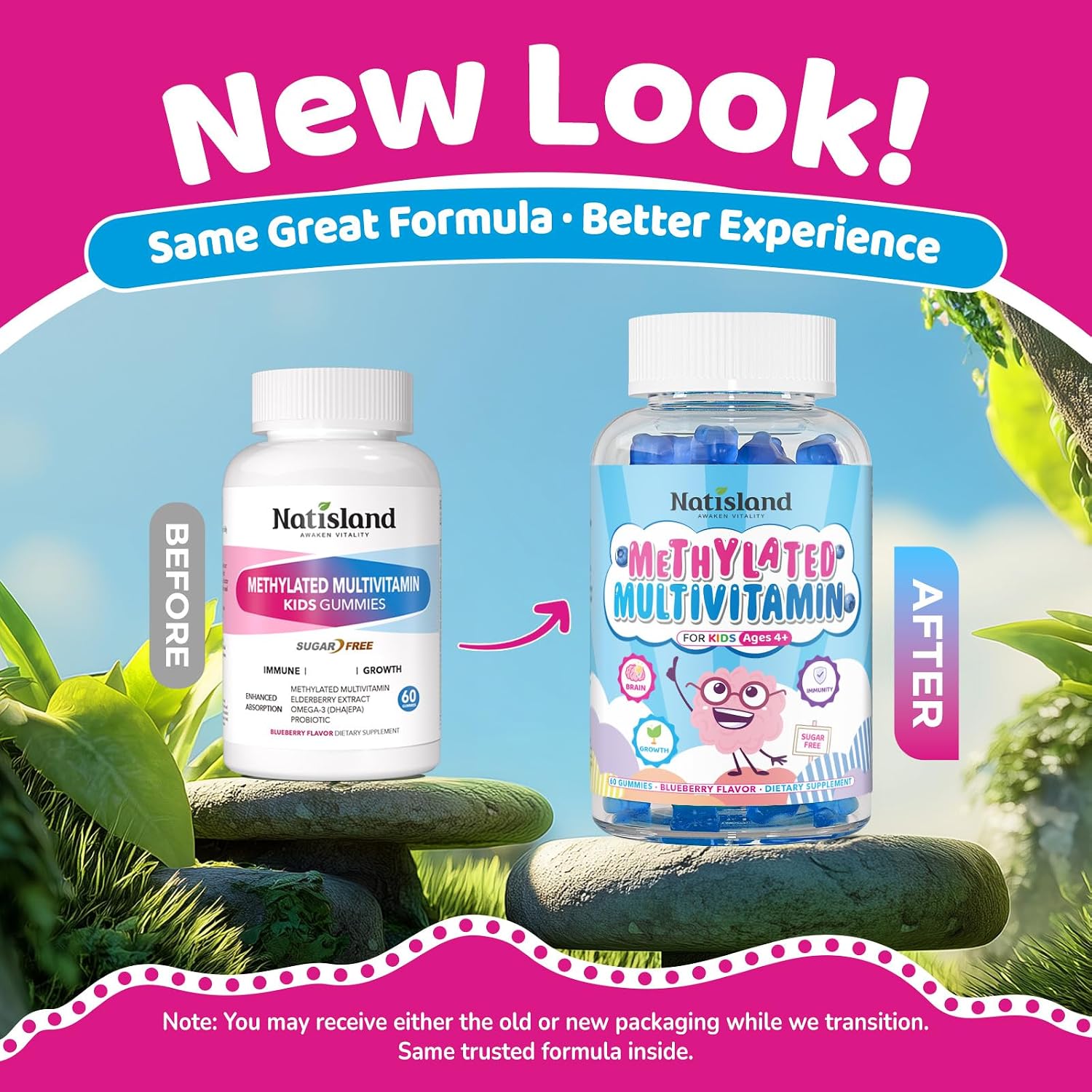 Kids Methylated Multivitamin - MTHFR Support, L-Methylfolate & B12, 13 Vitamins, Vegan Omega-3, Probiotics & Elderberry - görsel 2