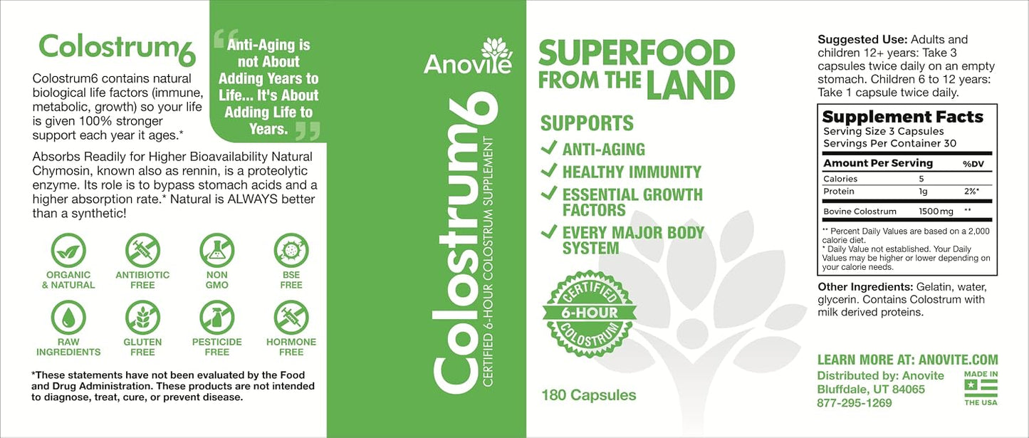 Anovite Colostrum6 Capsules (180 ct) - görsel 2