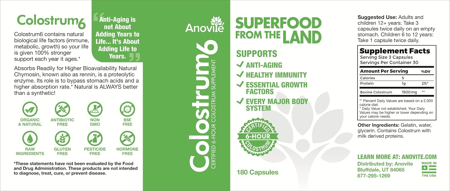 Anovite Colostrum6 Capsules (180 ct) - görsel 2