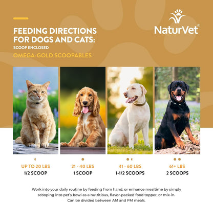NaturVet Scoopables Omega-Gold Anchovy Oil & Salmon Supplement For Dogs and Cats – Supports Healthy Skin & Coat Plus DHA, EPA, Omega-3, & Omega-6 – Anchovy & Salmon Flavoured For Dog and Cat | 11oz Bag