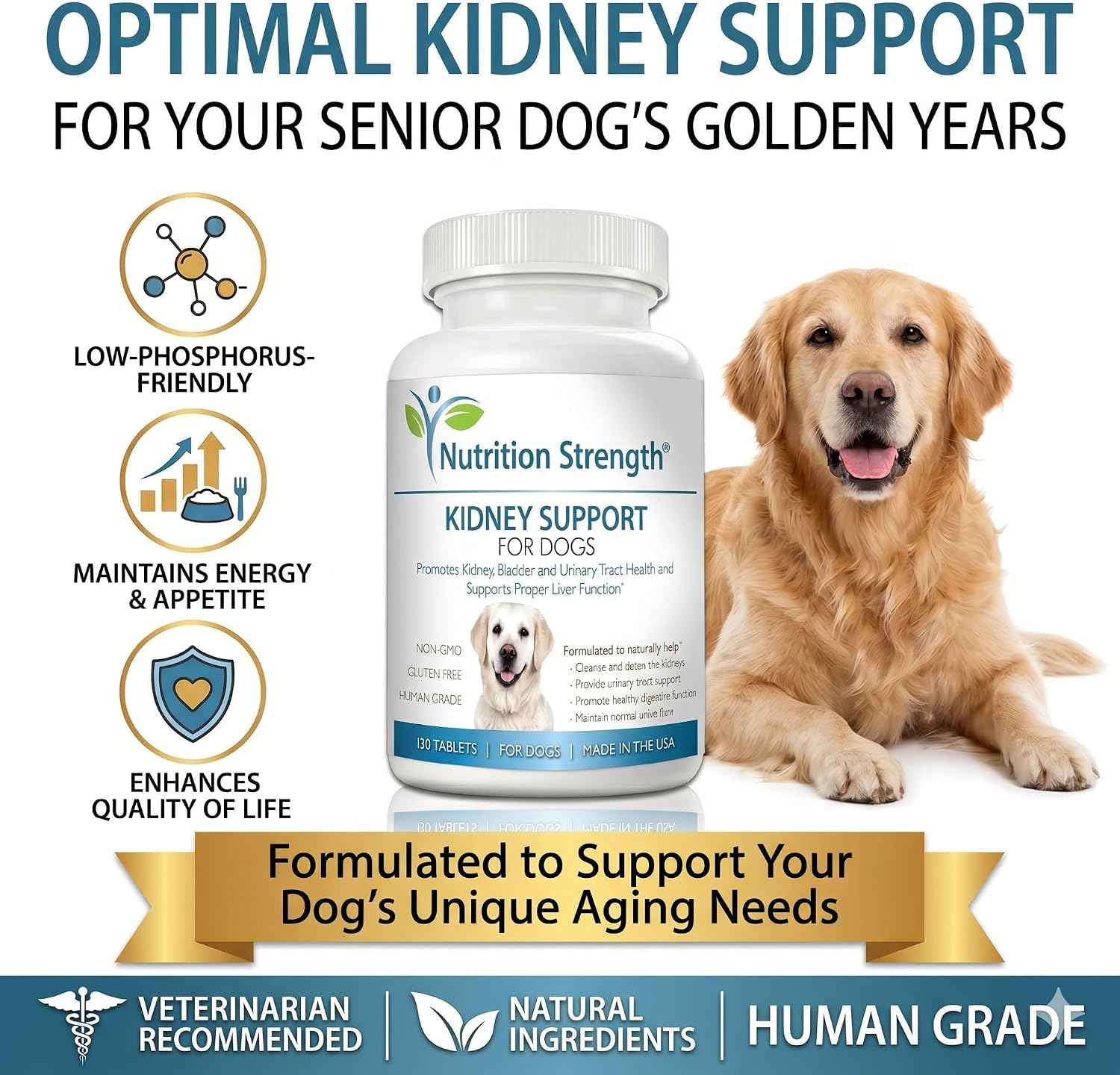 Kidney Support for Dogs - Renal, Bladder and Urinary Tract Health Supplement with Organic Cranberry and Astragalus, 120 Chewable Tablets - görsel 5