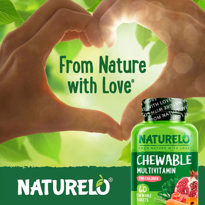 NATURELO Chewable Vitamin for Kids Multivitamin with Wholefood Organic Fruit Blend - 60 Tablets for Children (Pack of 2) – Image 6