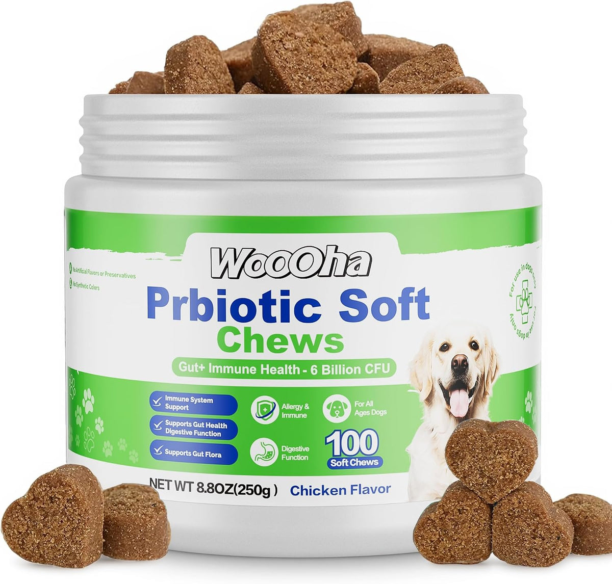 Woooha Probiotics for Dogs – 6 Billion CFU – Digestive Support: The combination of probiotics, prebiotics, and – Image 1