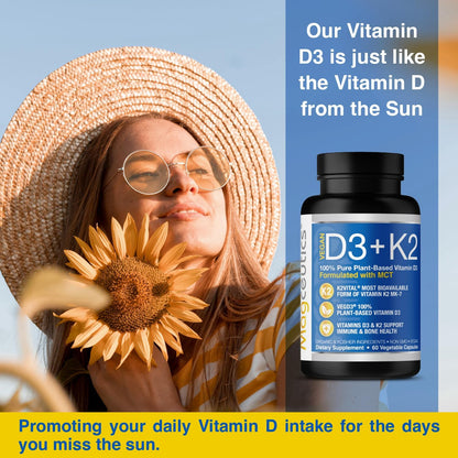 Magceutics Vitamin D3 K2 with MCT, 5000 IU Vegan D3 & 100 mcg MK7 K2 - 60 Capsules