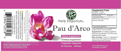 Pau D'Arco Inner Bark (Tabebuia impetiginosa) - 90 Capsules, 495mg