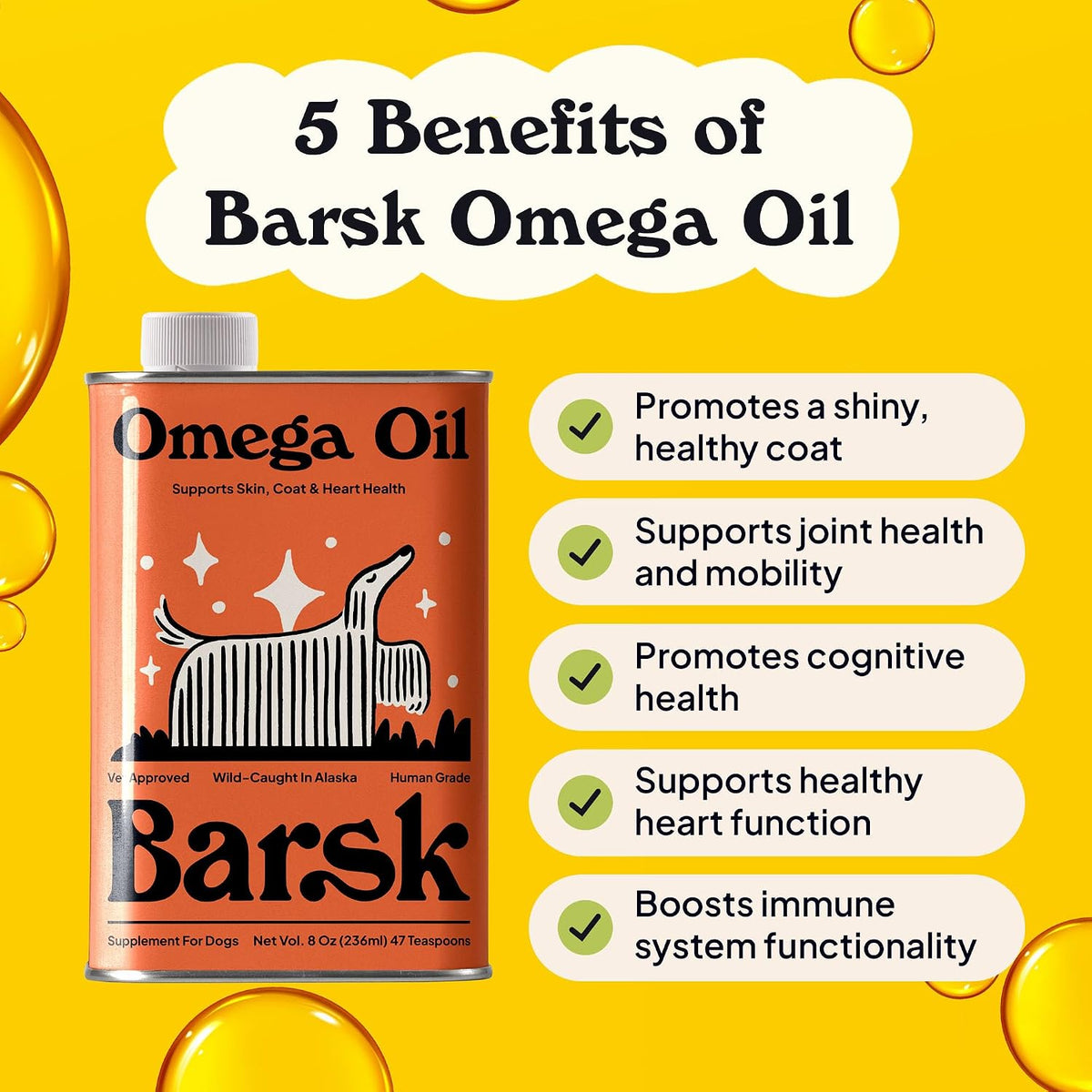 Barsk Wild Alaskan Fish Oil for Dogs & Cats – Joint Flexibility and Comfort: EPA and DHA support normal – Image 2