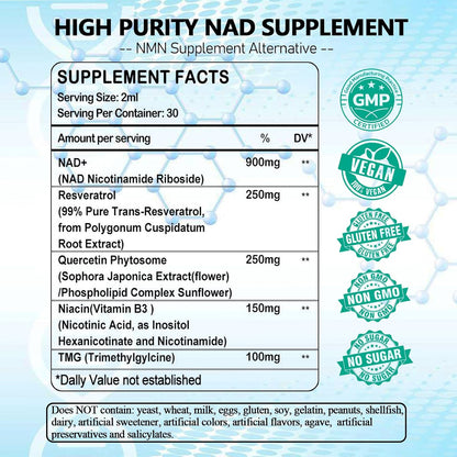 NAD Supplements for Women's & Men, Liposomal – Trans-Resveratrol (250 mg) – A polyphenol known for its antioxidant – Image 2