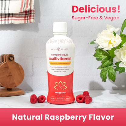 NutraChamps Complete Liquid Multivitamins | No Added Sugar | Vitamins for Women, Men & Kids | Vegan Liquid Vitamin Multimineral Supplement | Energy, Immunity & Beauty