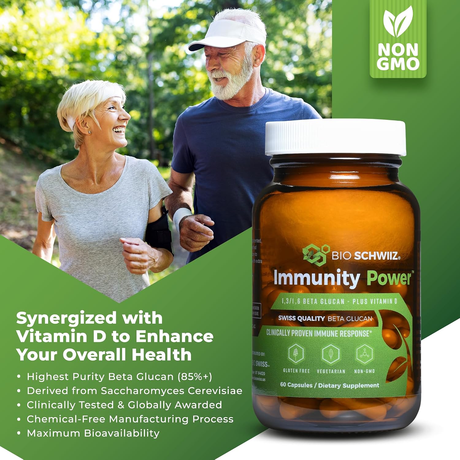 Bio Swiss Beta Glucan Immunity Power - 1,3D-1,6D Glucan with Vitamin D - Immune Support Supplement for Enhanced Defence and Wellbeing - Vegan, Gluten free (120 Capsules) - görsel 4