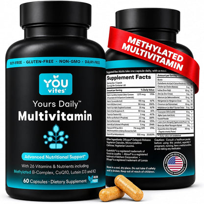 You Vites Methylated Multivitamin for Men and Women's - Methyl Multi Without Iron - 60 Capsules – Image 1