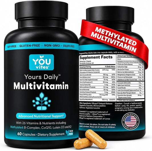 You Vites Methylated Multivitamin for Men and Women's - Methyl Multi Without Iron - 60 Capsules – Image 1