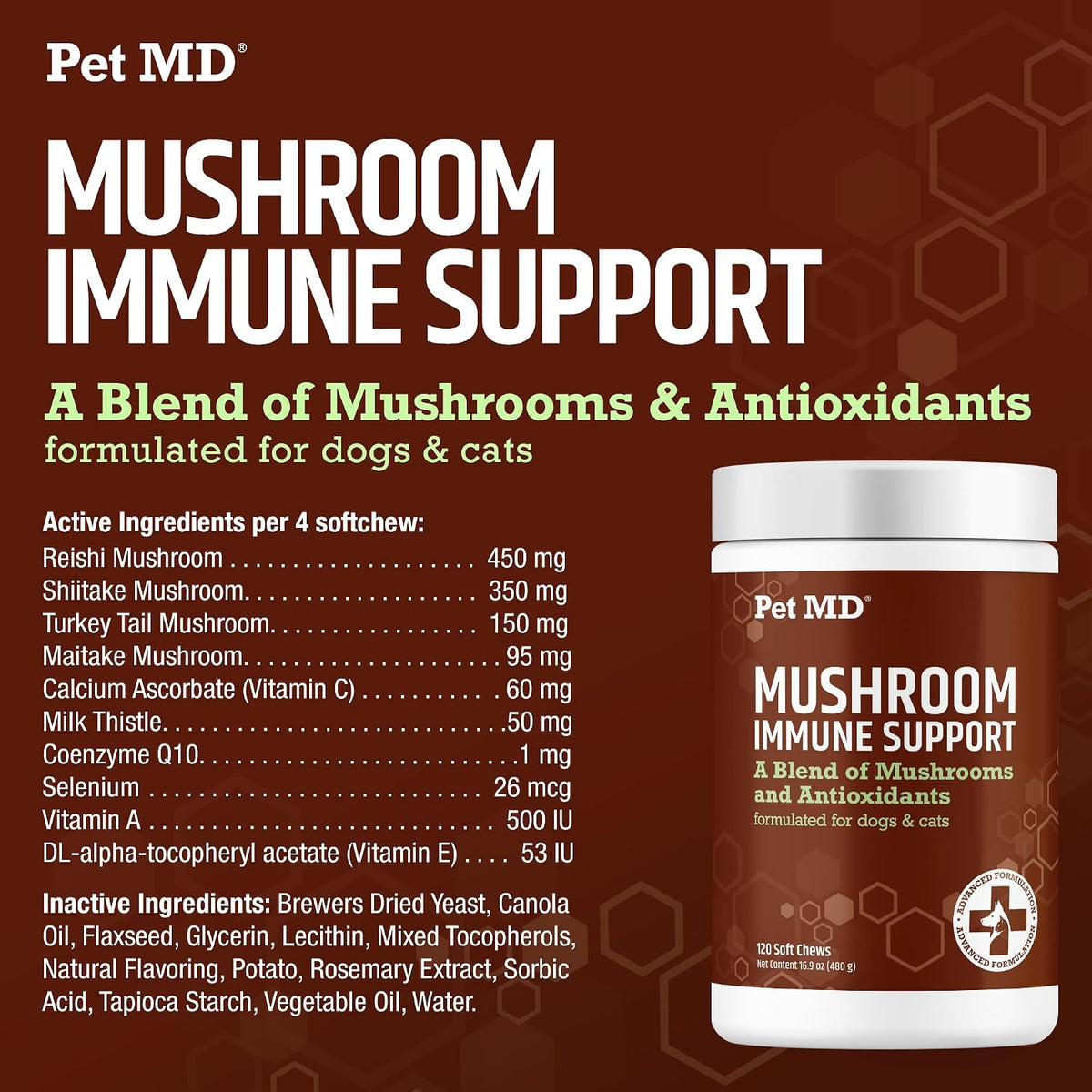 Pet MD Mushroom Immune Support for Dogs & – Convenient Soft Chews: Easy to give – just break into small pieces for – Image 5