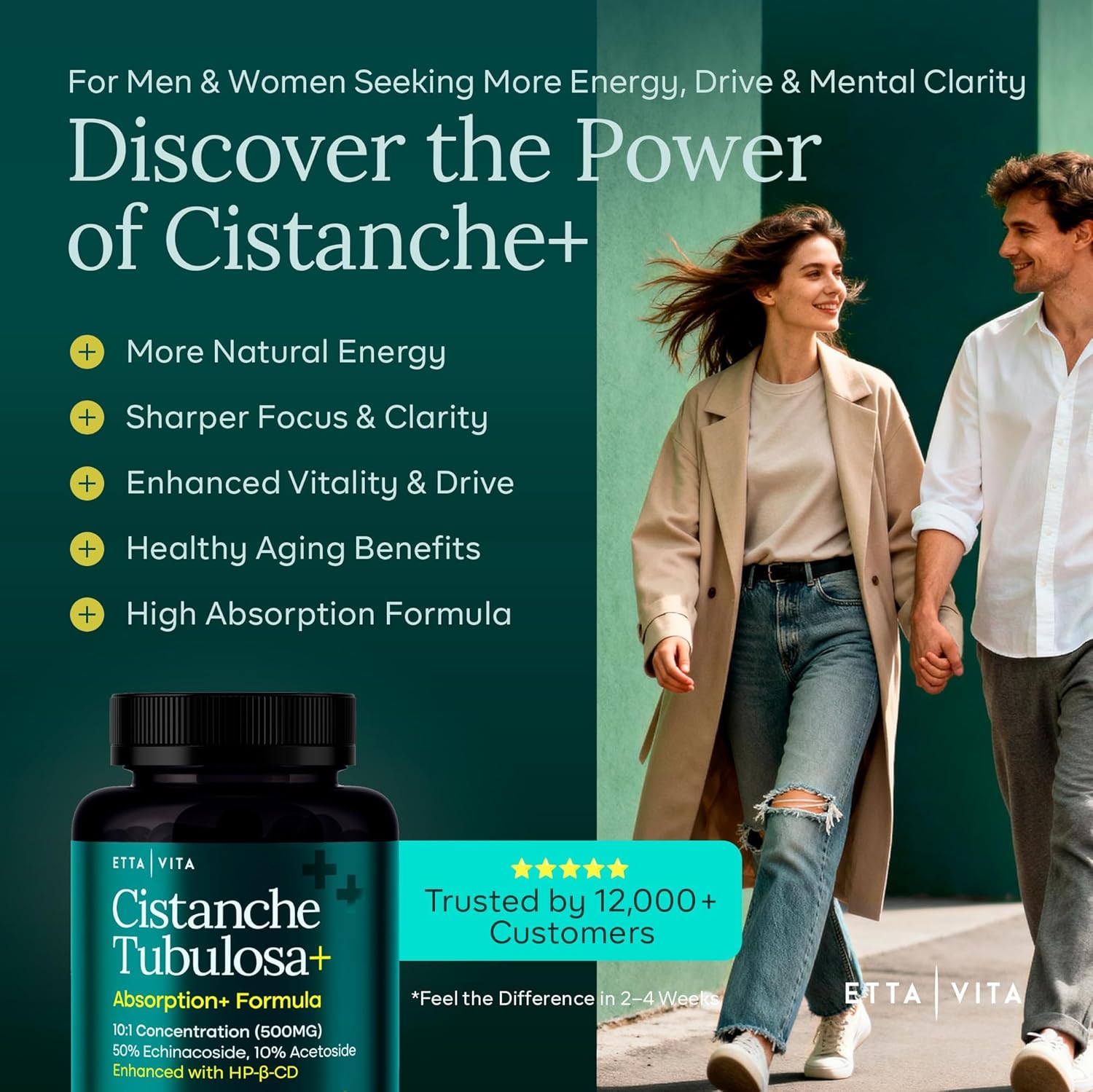 Potent Cistanche Tubulosa Capsules (500mg) – Standardised to 50% Echinacoside & 10% Acetoside – Supports Stress Response, Mood & Hormonal Balance for Men and Women's - görsel 2