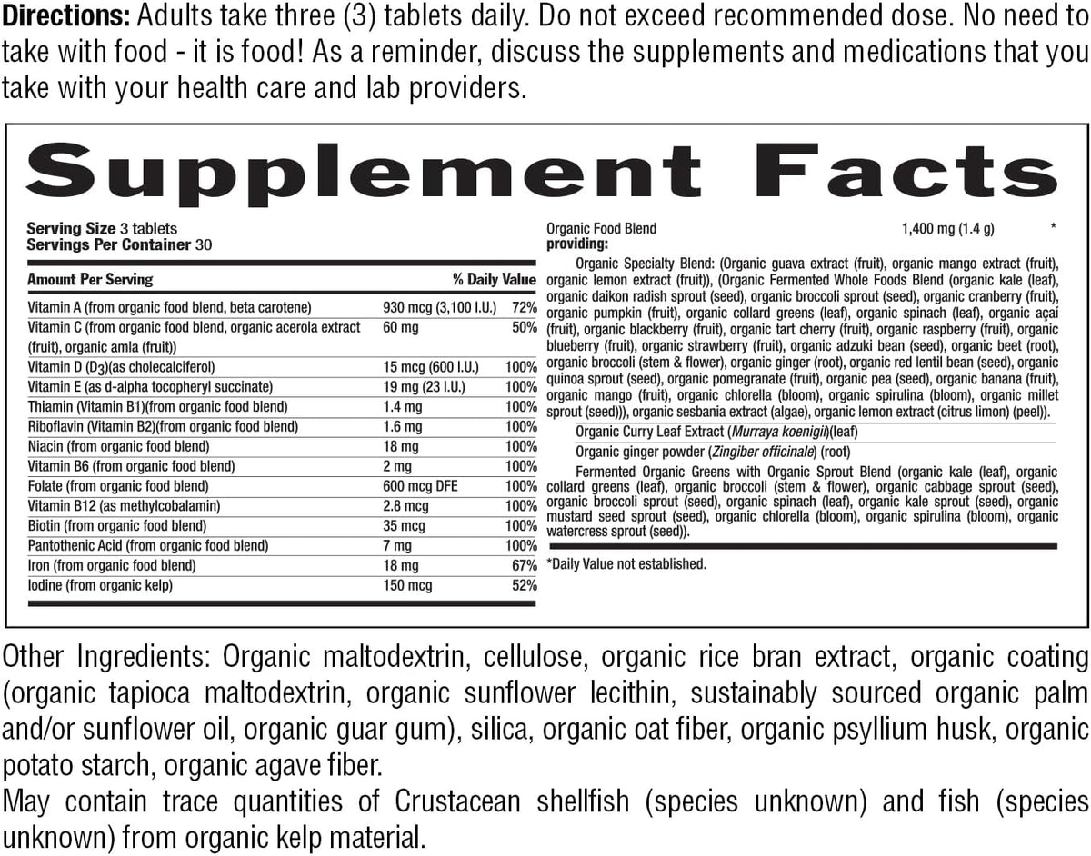 RealFood Organics Prenatal Multi – Organic Wholefood Multivitamin with Folate, D3 & Iron, 90 Tablets – Image 7